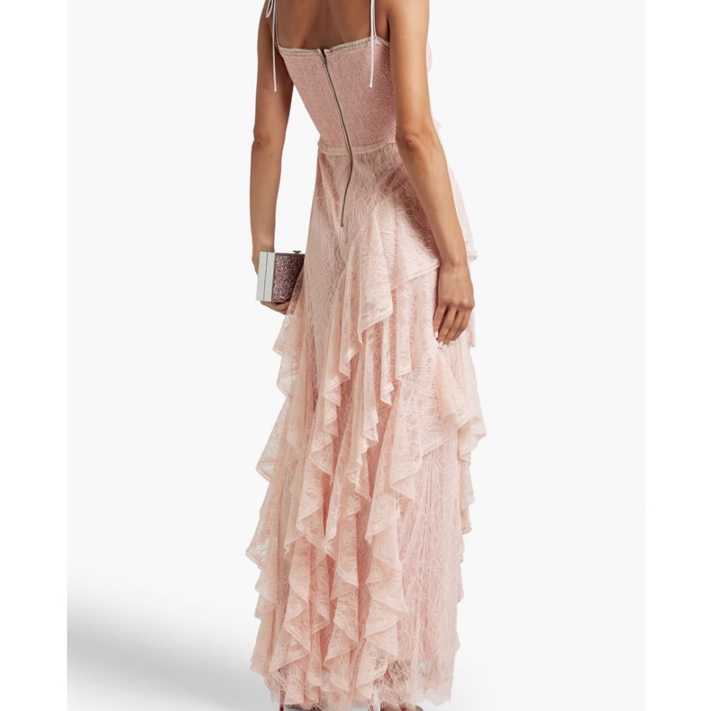 Alice+ Olivia Jocelyn tiered smocked corded lace maxi dress